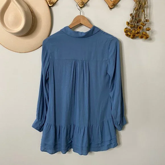 Soft Surroundings Blue Peplum Button Up Tunic - Picture 8 of 8
